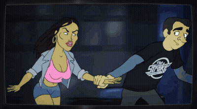 Woman Pointing At Truck With Flames GIF