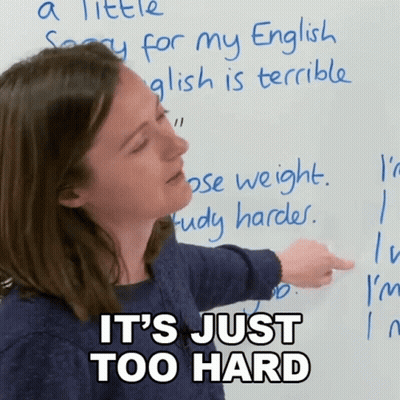 Woman Pointing At Whiteboard Saying It's Just Too Hard GIF