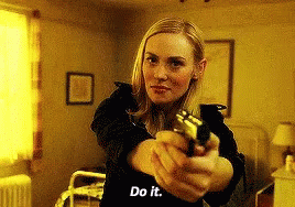 Woman Pointing Gun Saying Do It GIF