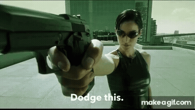 Woman Pointing Gun Saying Dodge This GIF