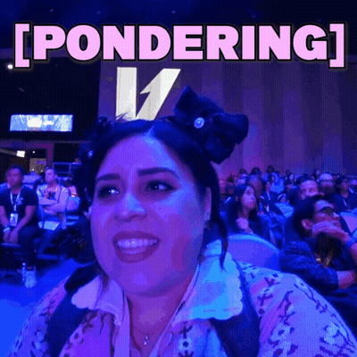 Woman Pondering Sign GIF