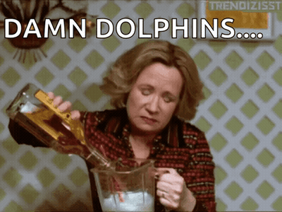 Woman Pouring Drink Into Pitcher Saying Damn Dolphins GIF