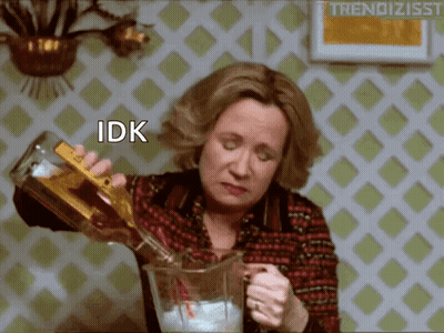 Woman Pouring Drink Into Pitcher Saying IDK GIF