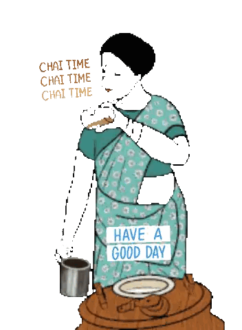Woman Pouring Tea Chai Time Sticker