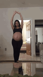 Woman Pregnant Belly Doing Yoga GIF