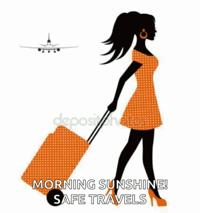 Woman Pulling Orange Suitcase GIF