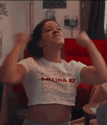 Woman Punching Air With Both Hands GIF