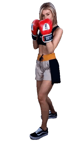 Woman Punching With Boxing Gloves Sticker