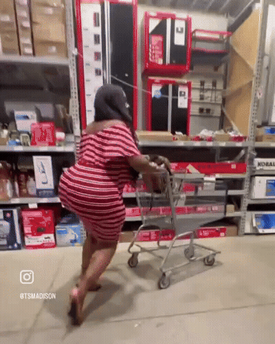 Woman Pushing Shopping Cart With @Tsmadison GIF