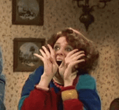 Woman Raising Arms Saying Oh My Gosh Happy Birthday GIF