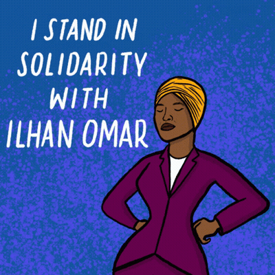 Woman Raising Fist I Stand in Solidarity with Ilhan Omar