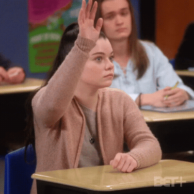 Woman Raising Hand In Classroom With Bet GIF