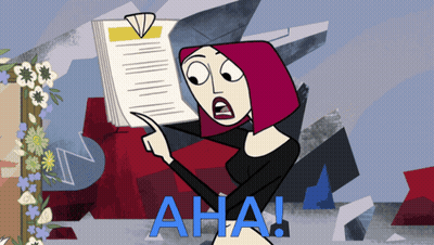 Woman Reading Book With Aha In Blue Letters GIF