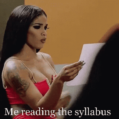 Woman Reading Syllabus GIF