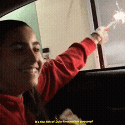 Woman Red Sweatshirt Sparkler 4Th Of July Pop Pop GIF