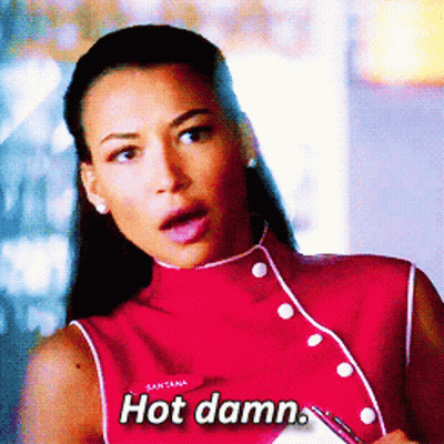 Woman Red Top Santana Says Hot Damn GIF