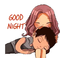 Woman Resting Head On Man's Shoulder Good Night Sticker