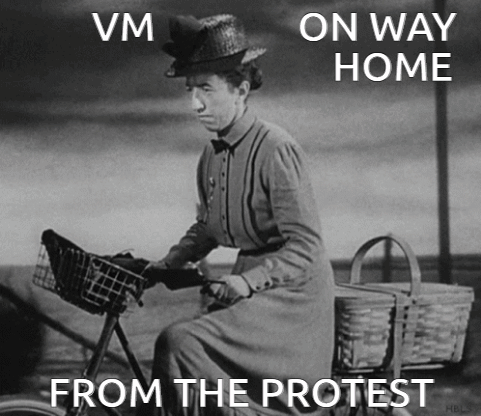 Woman Riding Bike VM Protest GIF
