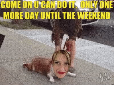 Woman Riding Dog Saying Come On One More Day Until Weekend GIF