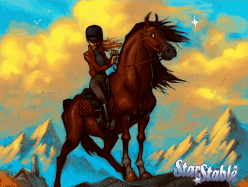 Woman Riding Horse Star Stable GIF