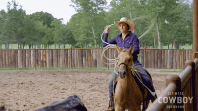 Woman Riding Horse Ultimate Cowboy Showdown GIF