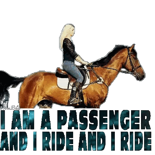 Woman Riding Horse With Passenger Lyrics Sticker