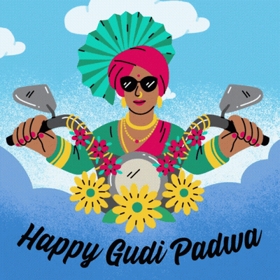 Woman Riding Motorcycle Happy Gudi Padwa GIF