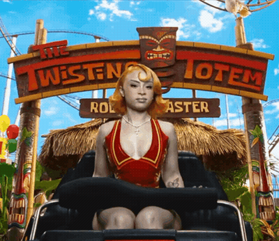 Woman Riding Roller Coaster Twisted Totem GIF