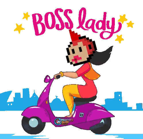 Woman Riding Scooter Boss Lady Sticker