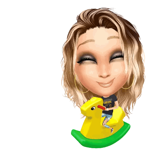 Woman Riding Yellow Rocking Horse Sticker
