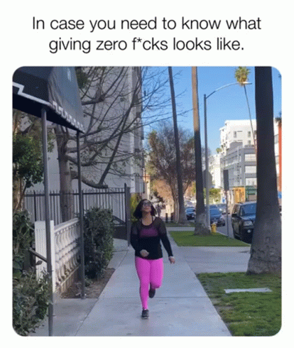 Woman Running Down Sidewalk Giving Zero F Cks GIF
