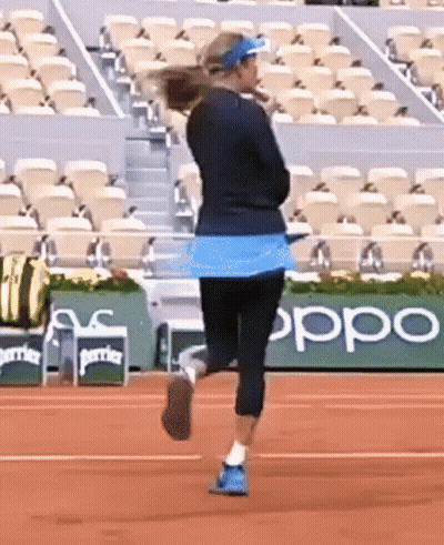 Woman Running On Tennis Court GIF