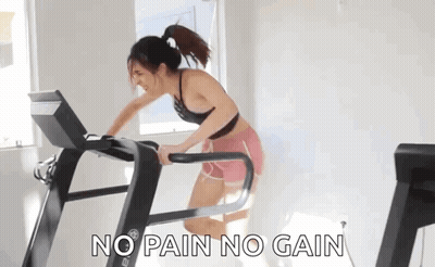 Woman Running On Treadmill No Pain No Gain GIF