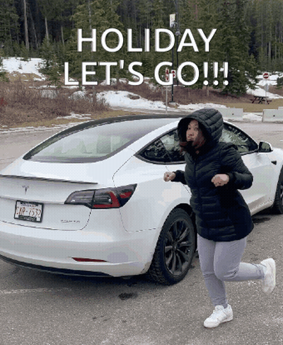 Woman Running Past White Car Holiday Let's Go GIF