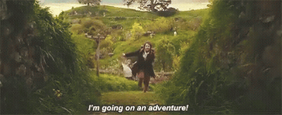 Woman Running Saying I'm Going On An Adventure GIF
