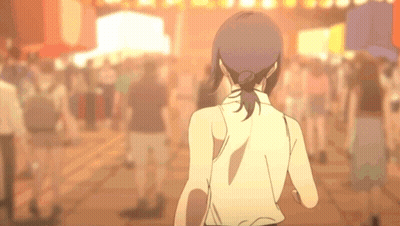 Woman Running Through Crowd GIF
