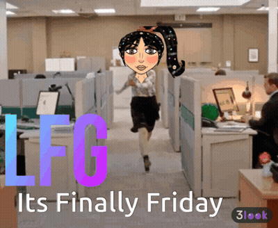 Woman Running Through Office It's Finally Friday GIF