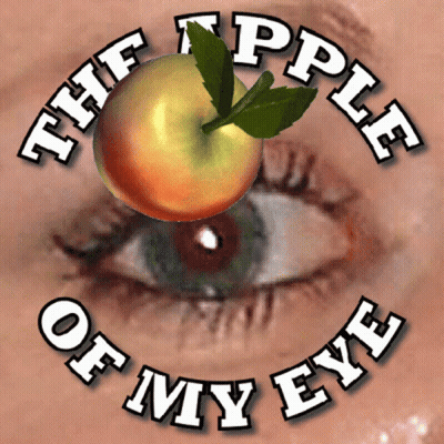 Woman's Eye With Apple Saying The Apple Of My Eye GIF