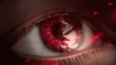 Woman's Eye With Red Pupil And Number 9 GIF