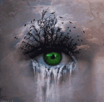 Woman's Eye With Waterfall Painting GIF