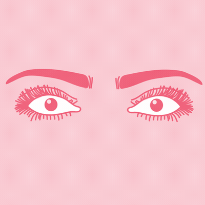 Woman's Eyes With Pink Eyebrows GIF
