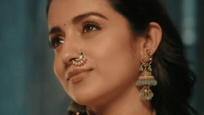 Woman's Face Close Up With Nose Ring GIF