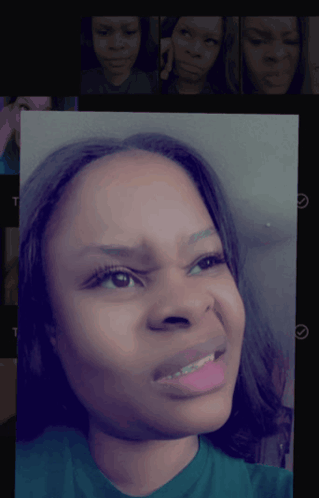 Woman's Face On Screen With T T GIF