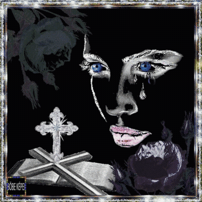 Woman's Face With Cross And Robe Keeper GIF
