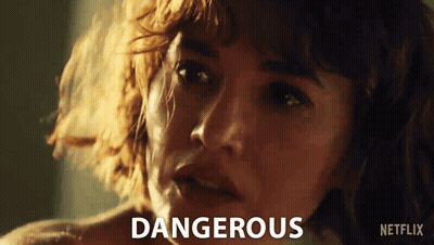 Woman's Face With Dangerous Text GIF
