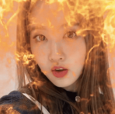 Woman's Face With Fire Hair GIF