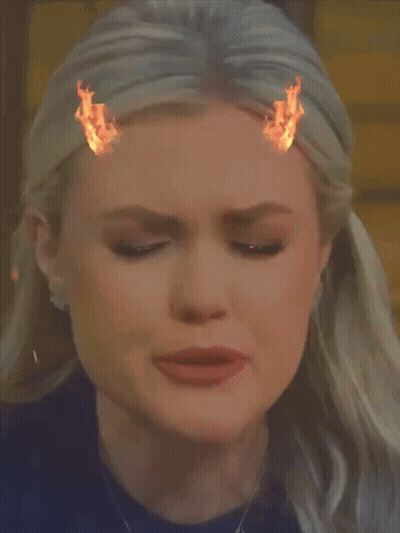 Woman's Face With Flames From Eyes GIF