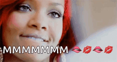 Woman's Face With Mmmmm Words GIF