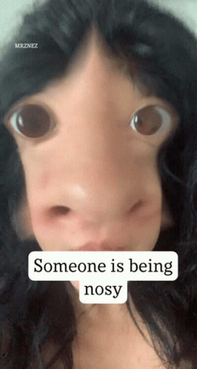 Woman's Face With Someone Being Nosy GIF