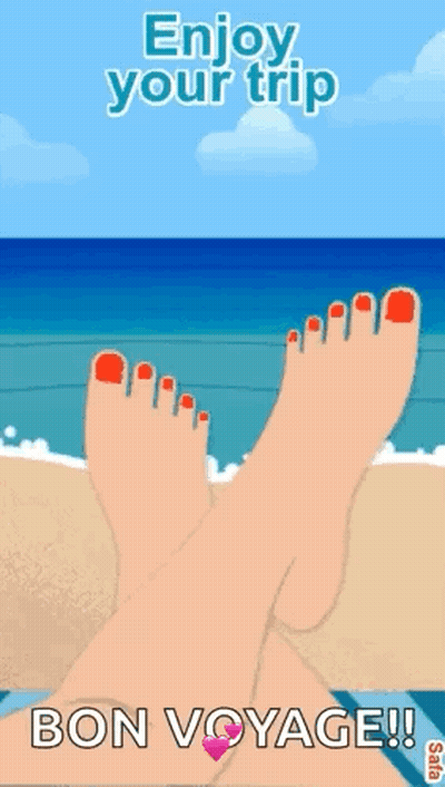 Woman's Feet On Beach Enjoy Your Trip Bon Voyage GIF